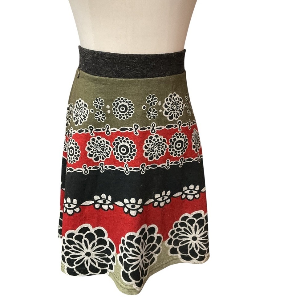 Smash Mismash Floral Stripe‎ A Line Stretch Above Knee Skater Mini Skirt Size XL